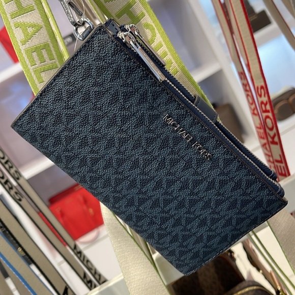 Michael Kors Jet Set Travel Large Double-Zip Wristlet-Wallet-PhoneHolder Admiral - Picture 12 of 16